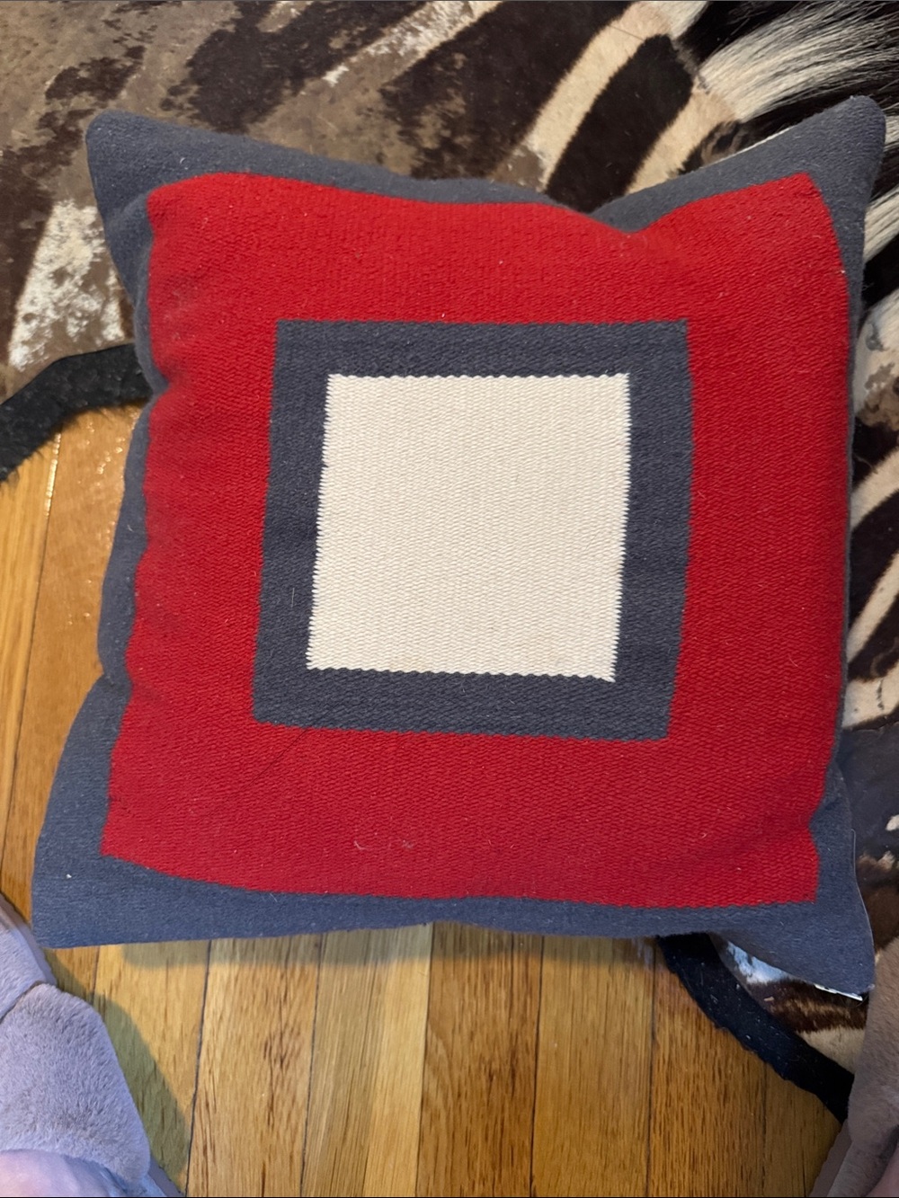 Jonathan Adler Red, Grey and Cream Geometric Accent Pillow